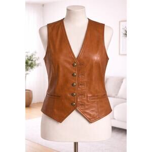 Leatherwood Crafts Little Rock AR Leather Vest Mens Nickel Button Western S
